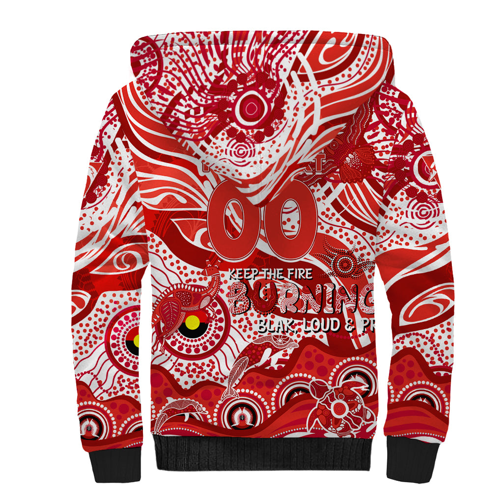 Custom NAIDOC Week 2024 Swans Sherpa Hoodie Aboriginal Animals Keep The Fire Burning