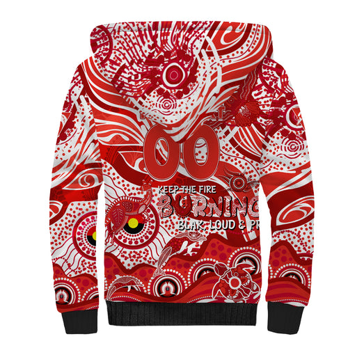 Custom NAIDOC Week 2024 Swans Sherpa Hoodie Aboriginal Animals Keep The Fire Burning