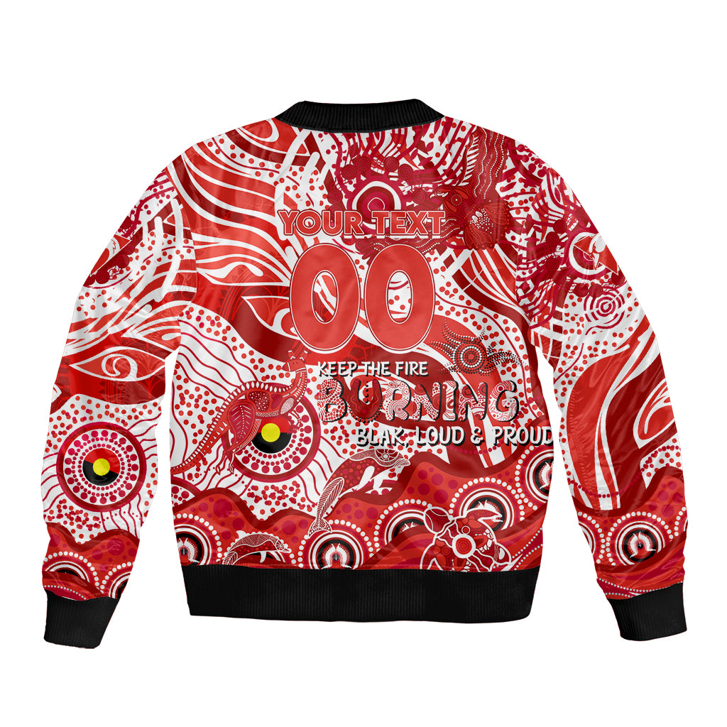 Custom NAIDOC Week 2024 Swans Sleeve Zip Bomber Jacket Aboriginal Animals Keep The Fire Burning