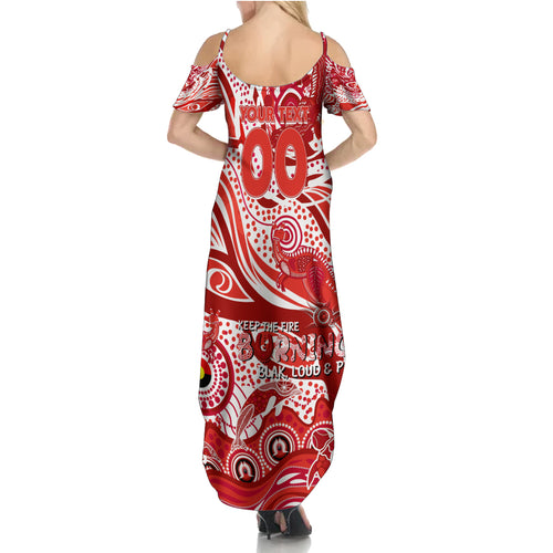 Custom NAIDOC Week 2024 Swans Summer Maxi Dress Aboriginal Animals Keep The Fire Burning