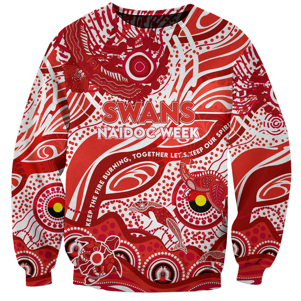 Custom NAIDOC Week 2024 Swans Sweatshirt Aboriginal Animals Keep The Fire Burning