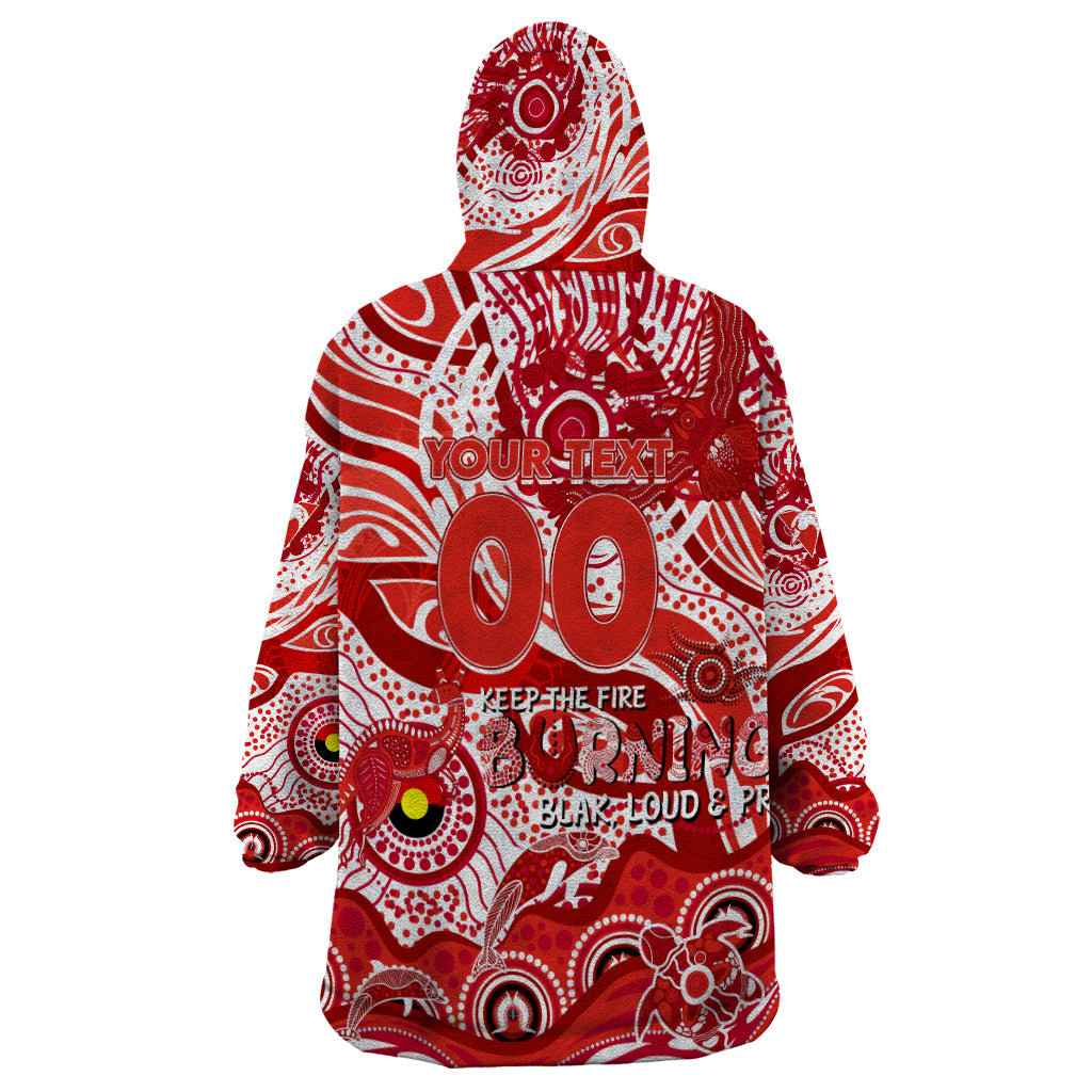 Custom NAIDOC Week 2024 Swans Wearable Blanket Hoodie Aboriginal Animals Keep The Fire Burning