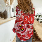 Custom NAIDOC Week 2024 Swans Women Casual Shirt Aboriginal Animals Keep The Fire Burning