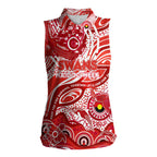 Custom NAIDOC Week 2024 Swans Women Sleeveless Polo Shirt Aboriginal Animals Keep The Fire Burning