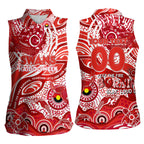 Custom NAIDOC Week 2024 Swans Women Sleeveless Polo Shirt Aboriginal Animals Keep The Fire Burning