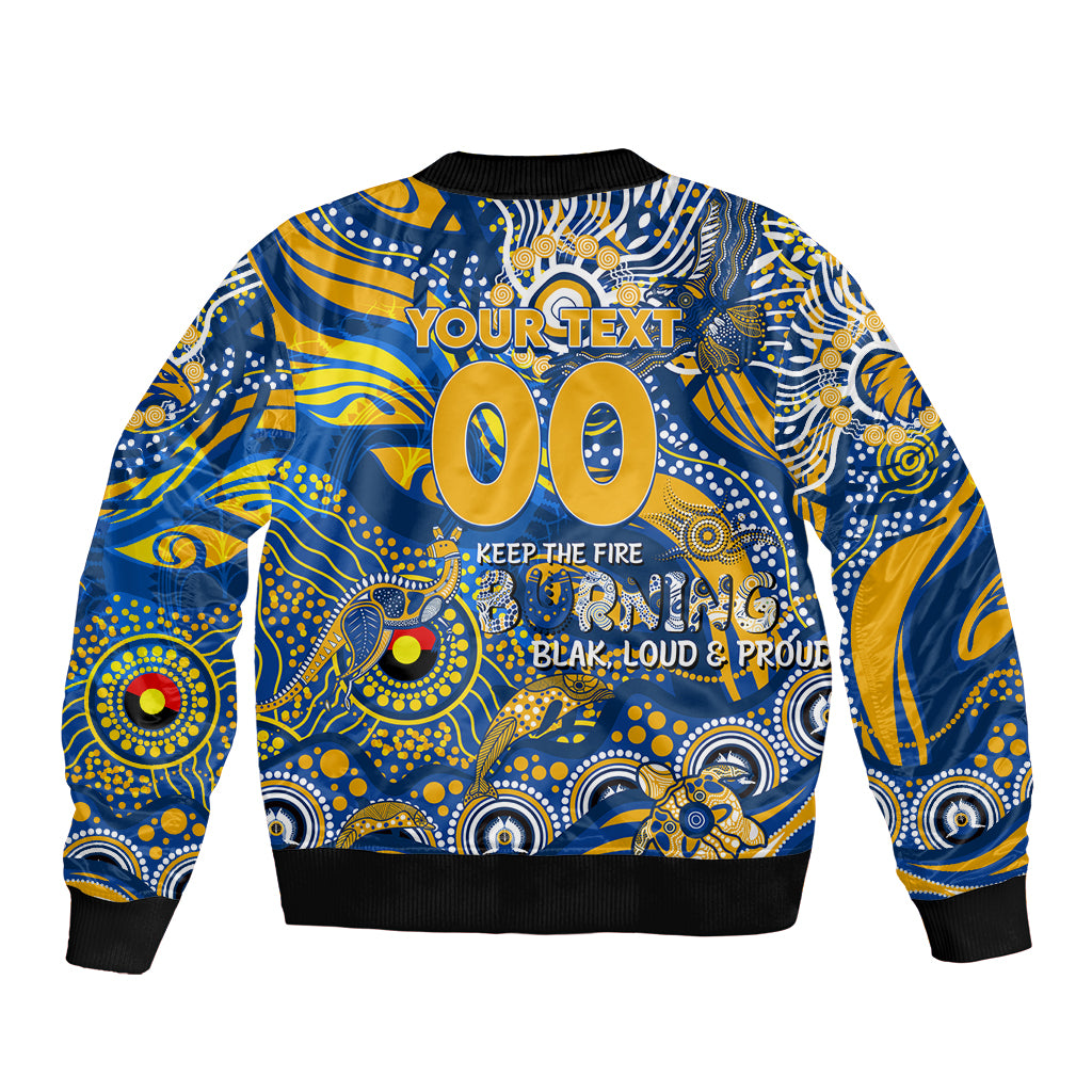 Custom NAIDOC Week 2024 Eagles Bomber Jacket Aboriginal Animals Keep The Fire Burning