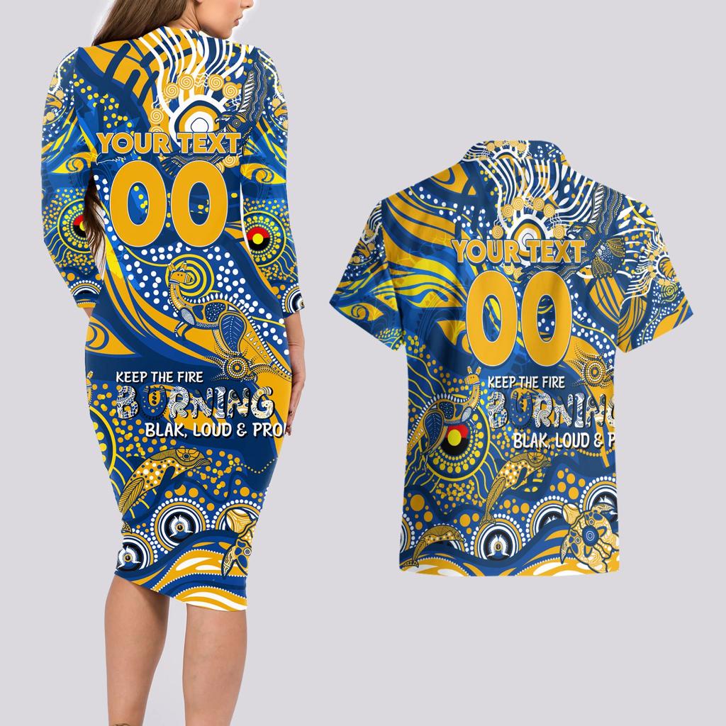 Custom NAIDOC Week 2024 Eagles Couples Matching Long Sleeve Bodycon Dress and Hawaiian Shirt Aboriginal Animals Keep The Fire Burning