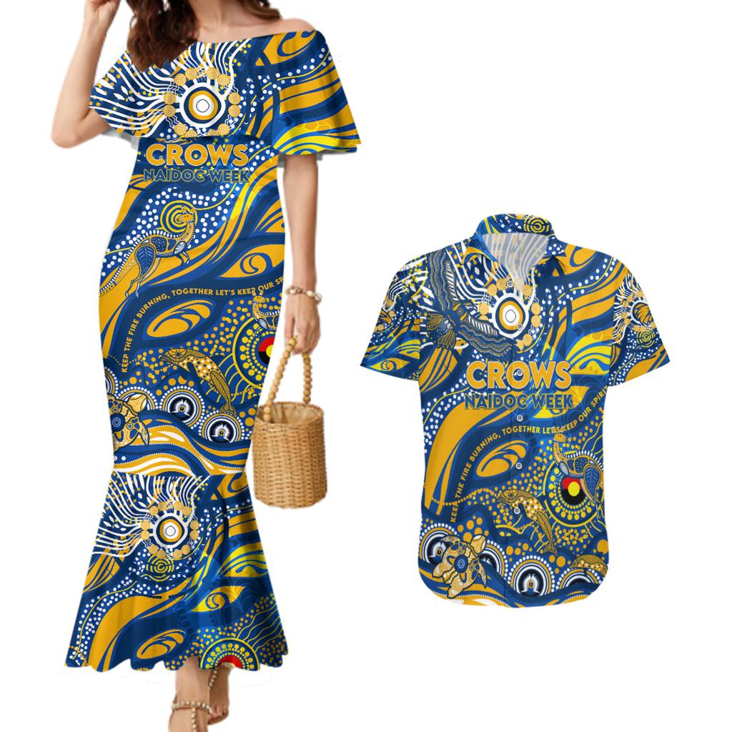 Custom NAIDOC Week 2024 Eagles Couples Matching Mermaid Dress and Hawaiian Shirt Aboriginal Animals Keep The Fire Burning