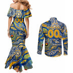 Custom NAIDOC Week 2024 Eagles Couples Matching Mermaid Dress and Long Sleeve Button Shirt Aboriginal Animals Keep The Fire Burning