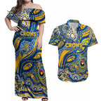 Custom NAIDOC Week 2024 Eagles Couples Matching Off Shoulder Maxi Dress and Hawaiian Shirt Aboriginal Animals Keep The Fire Burning