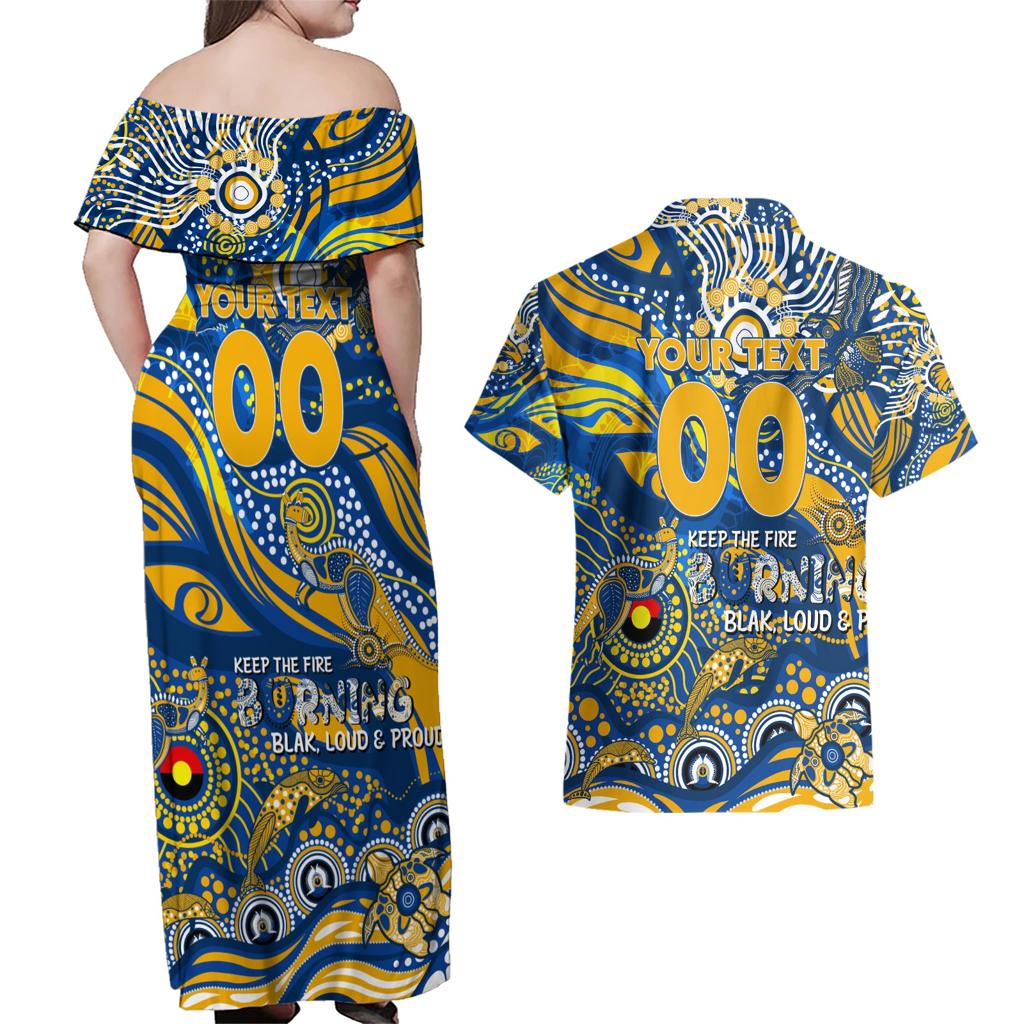 Custom NAIDOC Week 2024 Eagles Couples Matching Off Shoulder Maxi Dress and Hawaiian Shirt Aboriginal Animals Keep The Fire Burning