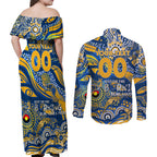 Custom NAIDOC Week 2024 Eagles Couples Matching Off Shoulder Maxi Dress and Long Sleeve Button Shirt Aboriginal Animals Keep The Fire Burning