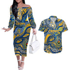 Custom NAIDOC Week 2024 Eagles Couples Matching Off The Shoulder Long Sleeve Dress and Hawaiian Shirt Aboriginal Animals Keep The Fire Burning