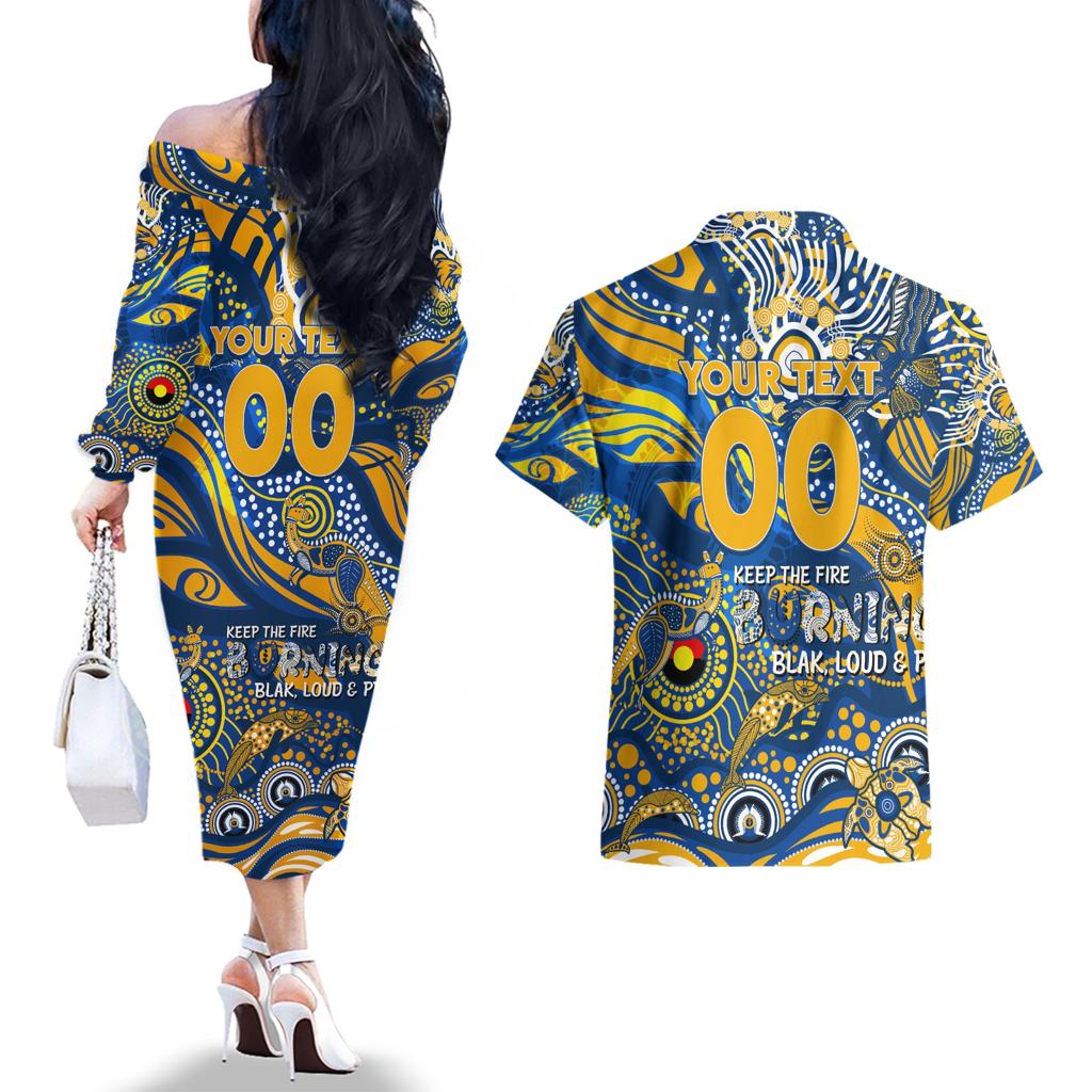 Custom NAIDOC Week 2024 Eagles Couples Matching Off The Shoulder Long Sleeve Dress and Hawaiian Shirt Aboriginal Animals Keep The Fire Burning