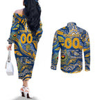 Custom NAIDOC Week 2024 Eagles Couples Matching Off The Shoulder Long Sleeve Dress and Long Sleeve Button Shirt Aboriginal Animals Keep The Fire Burning