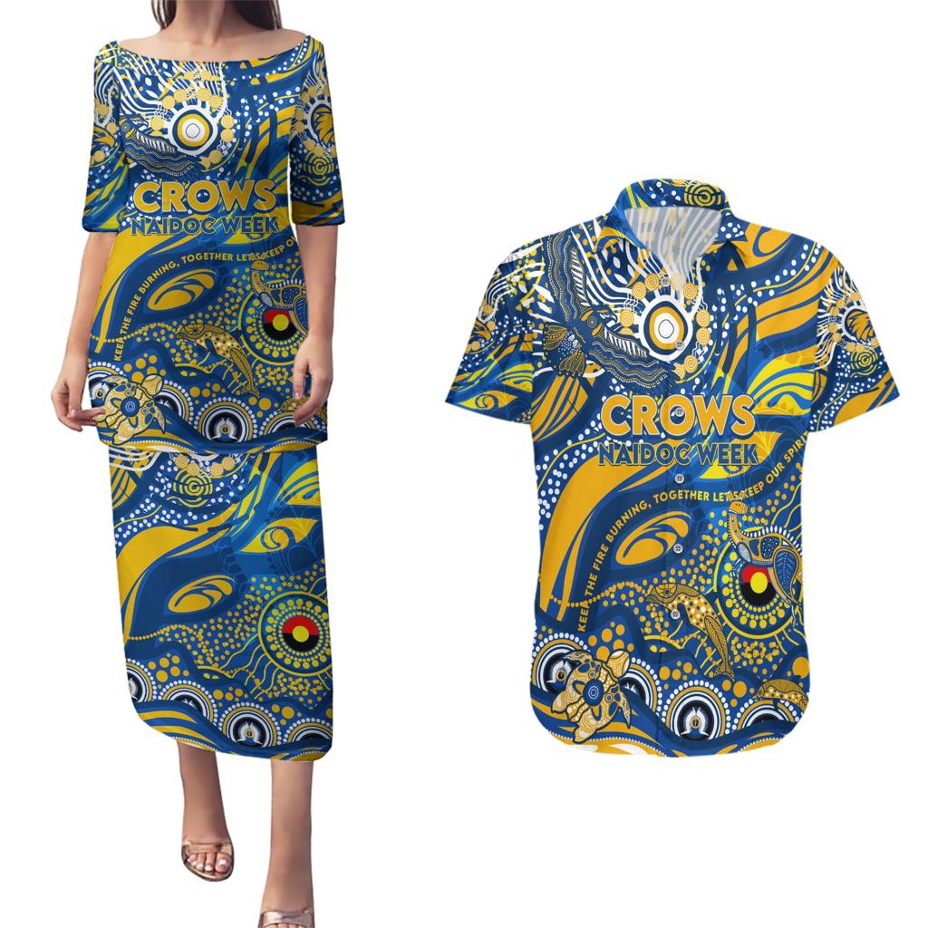Custom NAIDOC Week 2024 Eagles Couples Matching Puletasi and Hawaiian Shirt Aboriginal Animals Keep The Fire Burning
