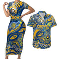 Custom NAIDOC Week 2024 Eagles Couples Matching Short Sleeve Bodycon Dress and Hawaiian Shirt Aboriginal Animals Keep The Fire Burning