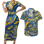 Custom NAIDOC Week 2024 Eagles Couples Matching Short Sleeve Bodycon Dress and Hawaiian Shirt Aboriginal Animals Keep The Fire Burning