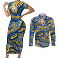 Custom NAIDOC Week 2024 Eagles Couples Matching Short Sleeve Bodycon Dress and Long Sleeve Button Shirt Aboriginal Animals Keep The Fire Burning