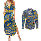 Custom NAIDOC Week 2024 Eagles Couples Matching Summer Maxi Dress and Long Sleeve Button Shirt Aboriginal Animals Keep The Fire Burning