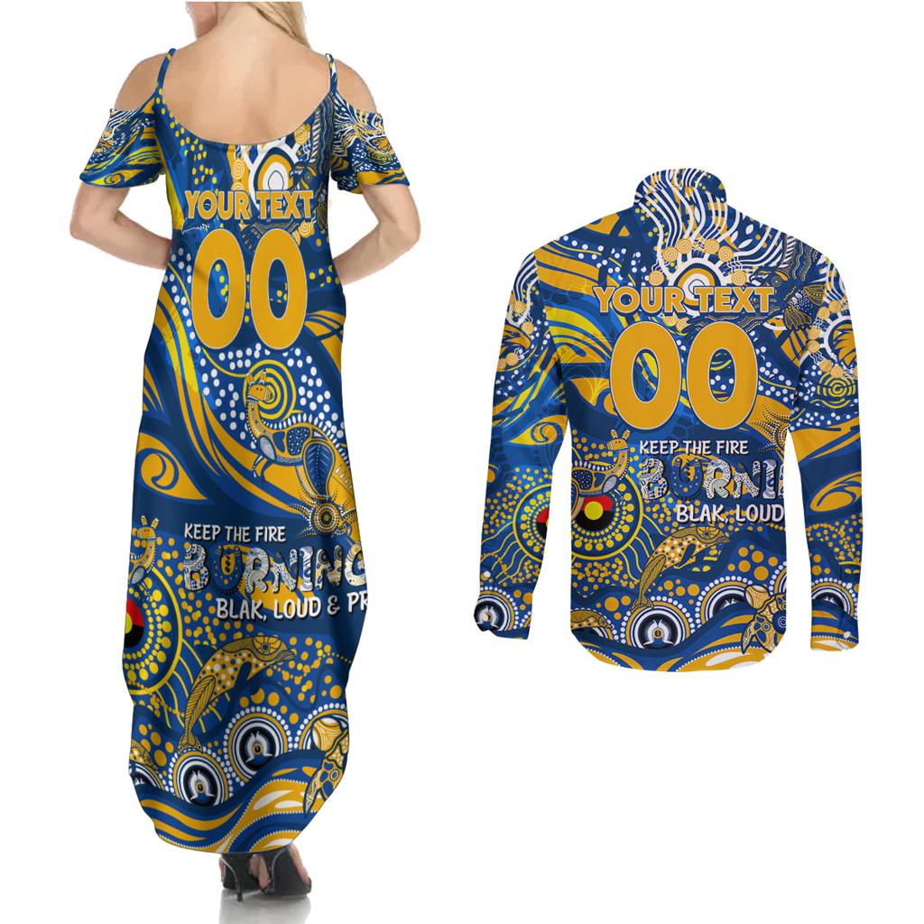 Custom NAIDOC Week 2024 Eagles Couples Matching Summer Maxi Dress and Long Sleeve Button Shirt Aboriginal Animals Keep The Fire Burning