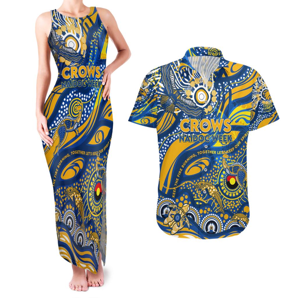 Custom NAIDOC Week 2024 Eagles Couples Matching Tank Maxi Dress and Hawaiian Shirt Aboriginal Animals Keep The Fire Burning