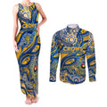 Custom NAIDOC Week 2024 Eagles Couples Matching Tank Maxi Dress and Long Sleeve Button Shirt Aboriginal Animals Keep The Fire Burning