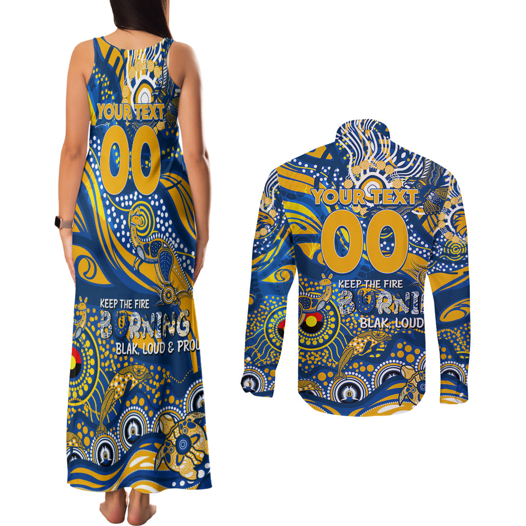 Custom NAIDOC Week 2024 Eagles Couples Matching Tank Maxi Dress and Long Sleeve Button Shirt Aboriginal Animals Keep The Fire Burning