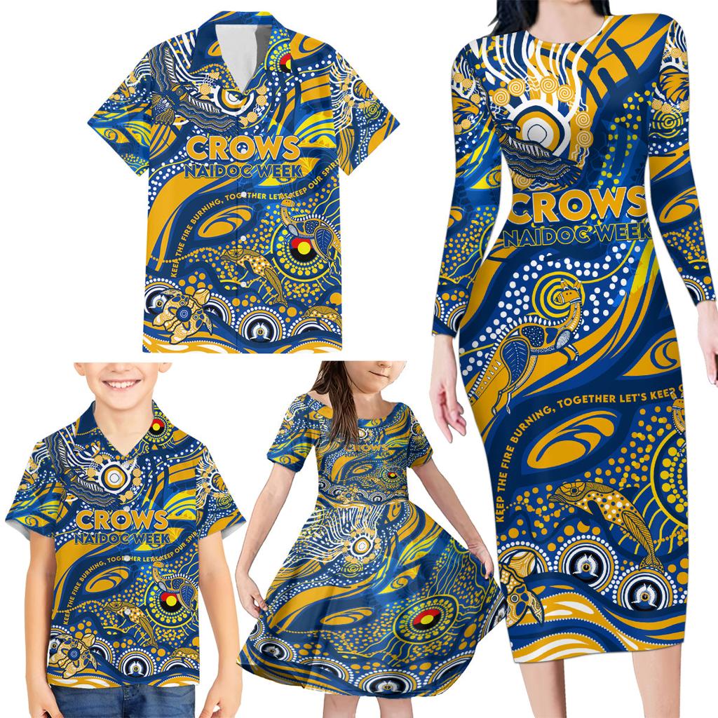 Custom NAIDOC Week 2024 Eagles Family Matching Long Sleeve Bodycon Dress and Hawaiian Shirt Aboriginal Animals Keep The Fire Burning