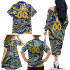 Custom NAIDOC Week 2024 Eagles Family Matching Off The Shoulder Long Sleeve Dress and Hawaiian Shirt Aboriginal Animals Keep The Fire Burning