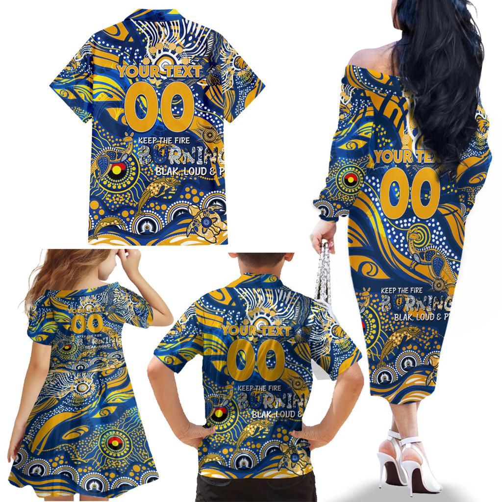 Custom NAIDOC Week 2024 Eagles Family Matching Off The Shoulder Long Sleeve Dress and Hawaiian Shirt Aboriginal Animals Keep The Fire Burning