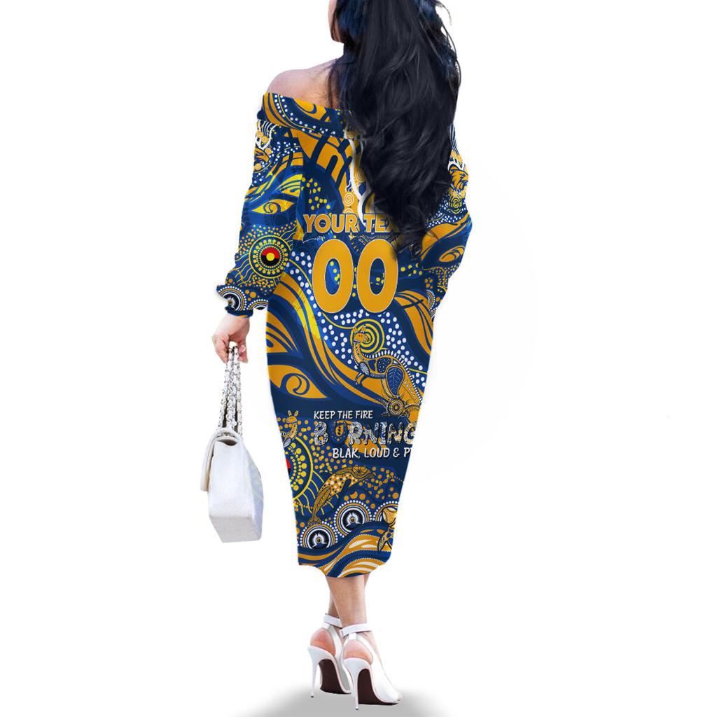 Custom NAIDOC Week 2024 Eagles Family Matching Off The Shoulder Long Sleeve Dress and Hawaiian Shirt Aboriginal Animals Keep The Fire Burning