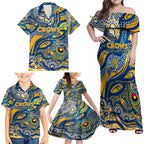Custom NAIDOC Week 2024 Eagles Family Matching Off Shoulder Maxi Dress and Hawaiian Shirt Aboriginal Animals Keep The Fire Burning