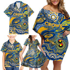 Custom NAIDOC Week 2024 Eagles Family Matching Off Shoulder Short Dress and Hawaiian Shirt Aboriginal Animals Keep The Fire Burning