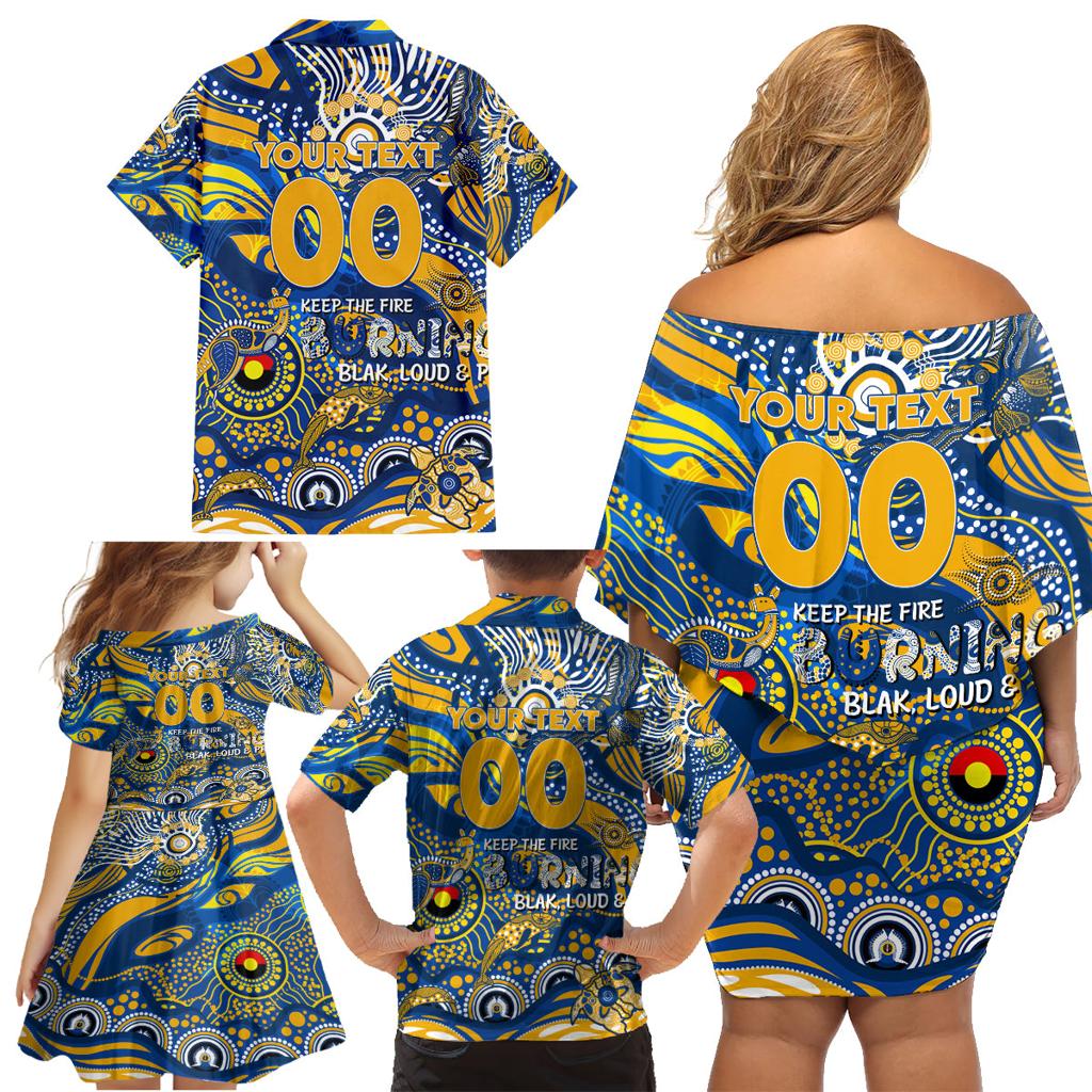 Custom NAIDOC Week 2024 Eagles Family Matching Off Shoulder Short Dress and Hawaiian Shirt Aboriginal Animals Keep The Fire Burning