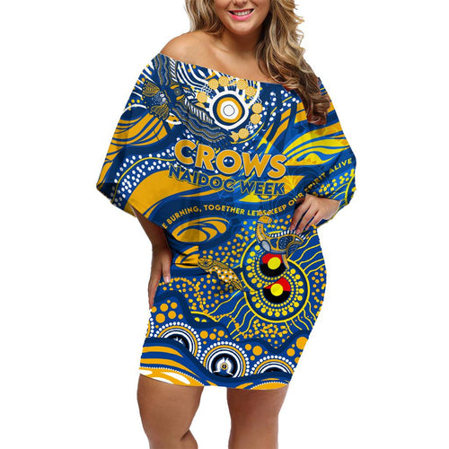 Custom NAIDOC Week 2024 Eagles Family Matching Off Shoulder Short Dress and Hawaiian Shirt Aboriginal Animals Keep The Fire Burning