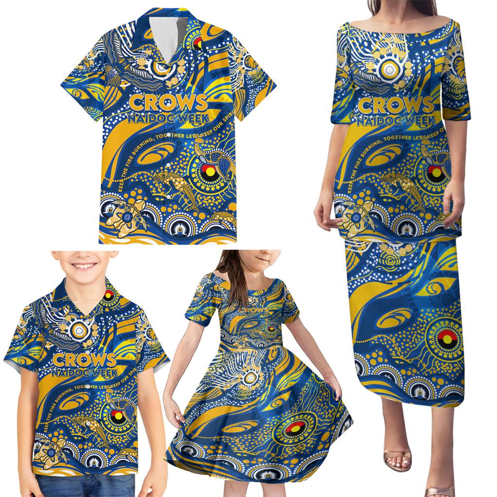 Custom NAIDOC Week 2024 Eagles Family Matching Puletasi and Hawaiian Shirt Aboriginal Animals Keep The Fire Burning
