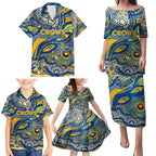 Custom NAIDOC Week 2024 Eagles Family Matching Puletasi and Hawaiian Shirt Aboriginal Animals Keep The Fire Burning