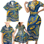 Custom NAIDOC Week 2024 Eagles Family Matching Short Sleeve Bodycon Dress and Hawaiian Shirt Aboriginal Animals Keep The Fire Burning