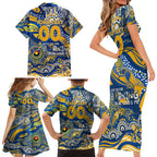 Custom NAIDOC Week 2024 Eagles Family Matching Short Sleeve Bodycon Dress and Hawaiian Shirt Aboriginal Animals Keep The Fire Burning