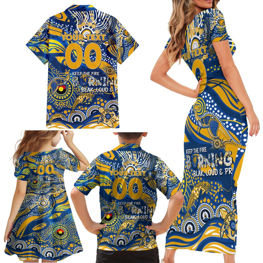 Custom NAIDOC Week 2024 Eagles Family Matching Short Sleeve Bodycon Dress and Hawaiian Shirt Aboriginal Animals Keep The Fire Burning