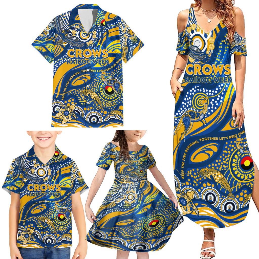 Custom NAIDOC Week 2024 Eagles Family Matching Summer Maxi Dress and Hawaiian Shirt Aboriginal Animals Keep The Fire Burning
