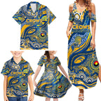 Custom NAIDOC Week 2024 Eagles Family Matching Summer Maxi Dress and Hawaiian Shirt Aboriginal Animals Keep The Fire Burning