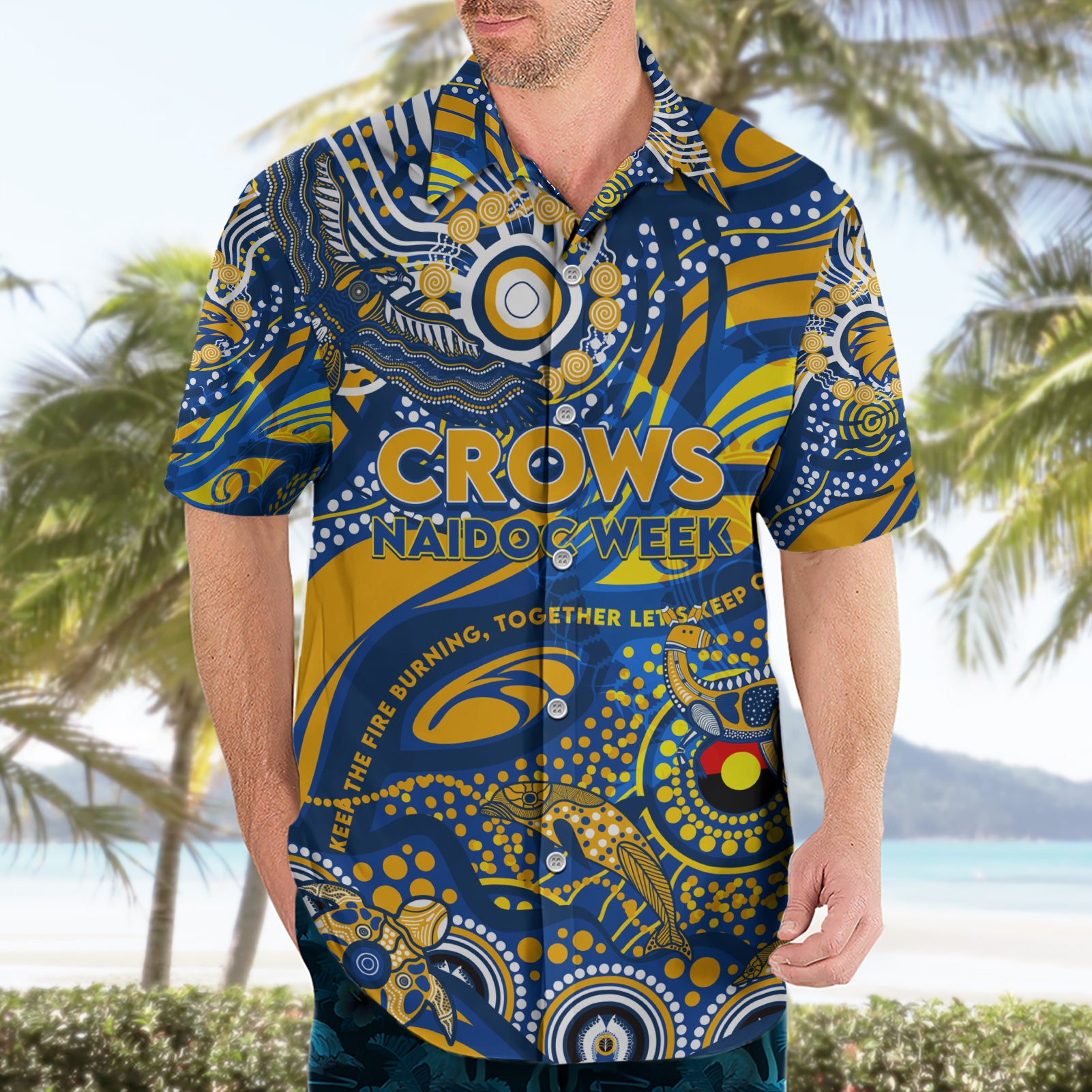 Custom NAIDOC Week 2024 Eagles Hawaiian Shirt Aboriginal Animals Keep The Fire Burning
