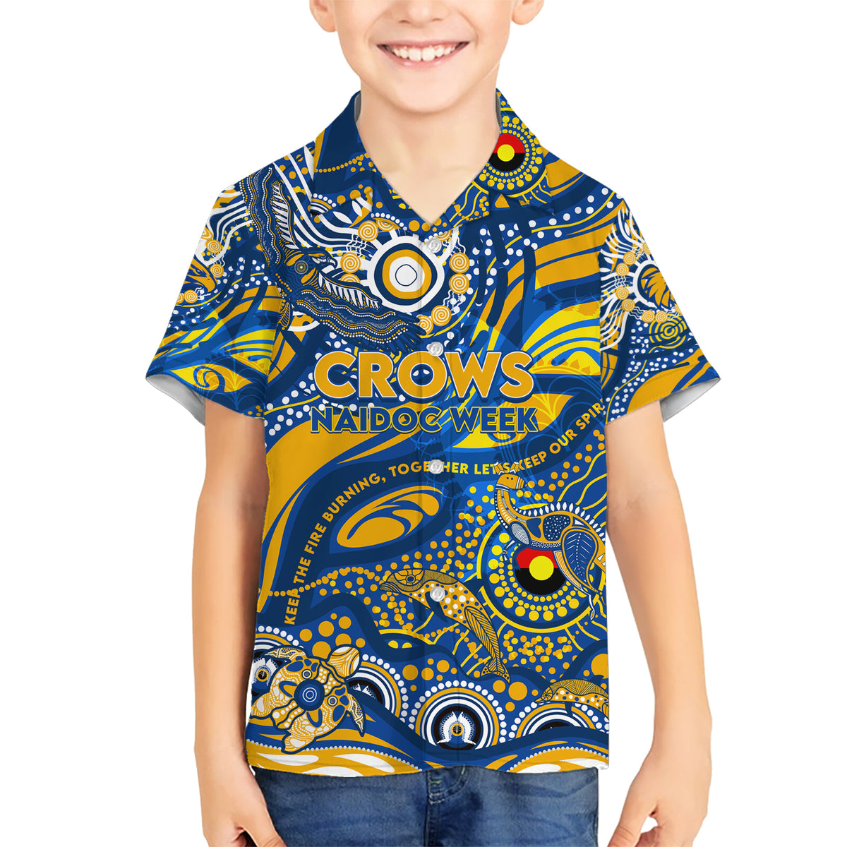Custom NAIDOC Week 2024 Eagles Kid Hawaiian Shirt Aboriginal Animals Keep The Fire Burning