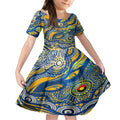 Custom NAIDOC Week 2024 Eagles Kid Short Sleeve Dress Aboriginal Animals Keep The Fire Burning