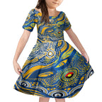 Custom NAIDOC Week 2024 Eagles Kid Short Sleeve Dress Aboriginal Animals Keep The Fire Burning