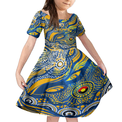 Custom NAIDOC Week 2024 Eagles Kid Short Sleeve Dress Aboriginal Animals Keep The Fire Burning