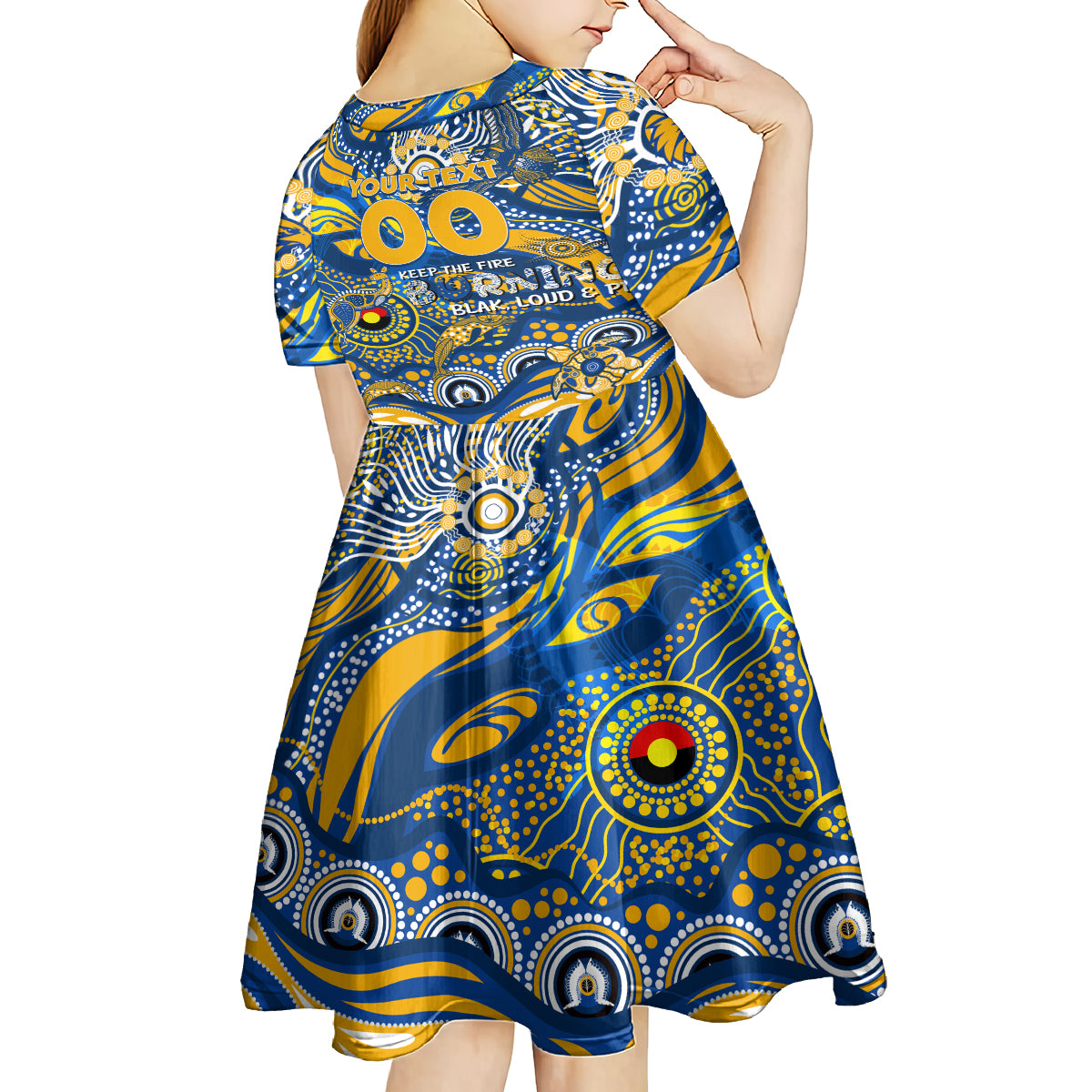Custom NAIDOC Week 2024 Eagles Kid Short Sleeve Dress Aboriginal Animals Keep The Fire Burning