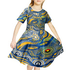 Custom NAIDOC Week 2024 Eagles Kid Short Sleeve Dress Aboriginal Animals Keep The Fire Burning